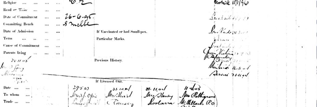 Figure 3: Selina Wilson’s second record, PROV, VPRS 4527/P0, 9323-22538; Girls convicted – Coburg Book, p. 184.